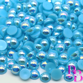 Aquamarine AB Flat Back Loose Pearls - Bulk Bag