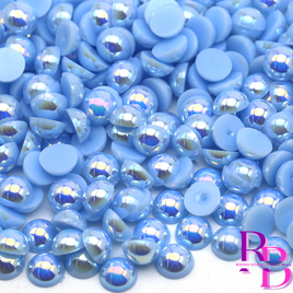  Flatback Pearls for Crafts, 50g Lake Blue AB Color