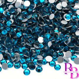 Blue Zircon Glass Flatback Round Loose Rhinestones