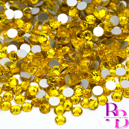 Citrine Glass Flat Back Round Rhinestones