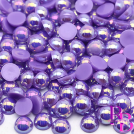 Purple AB Flat Back Loose Pearls - Bulk Bag