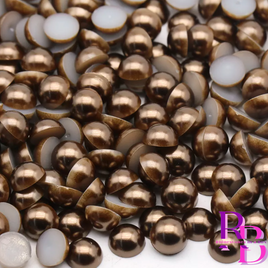Chocolate Brown Pearl Resin Flat back Loose Mix 2mm to 8mm