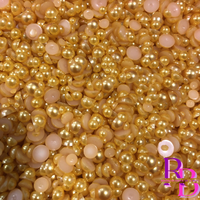 Golden Yellow Pearl Resin Flat back Loose Mix 2mm to 8mm