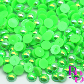 Lawn Green AB Pearl Resin Flat back Loose Mix 2mm to 8mm