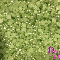 Lime Green Pearl Resin Flat back Loose Mix 2mm to 8mm