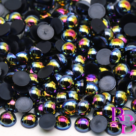 Magical Black AB Pearl Resin Flat back Loose Mix 2mm to 8mm