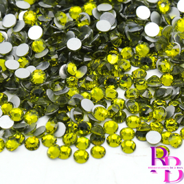 Olive Glass Flatback Round Loose Rhinestones