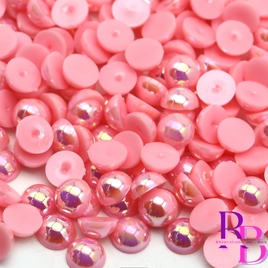 Peachy Pink AB Flat Back Loose Pearls - Bulk Bag