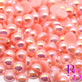 Peachy Pink AB Pearl Resin Flat back Loose Mix 2mm to 8mm