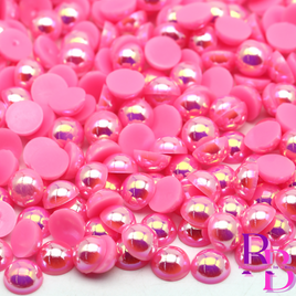 Pink AB Flat Back Loose Pearls - Bulk Bag