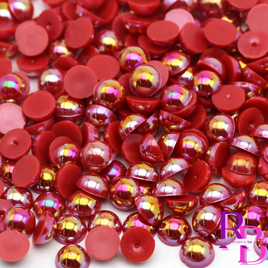Red AB Pearl Resin Flat back Loose Mix 2mm to 8mm