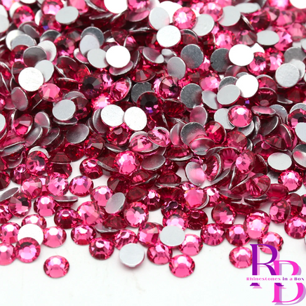 Rose Glass Flat Back Round Rhinestones