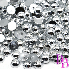 Sparkling Silver Pearl Resin Flat back Loose Mix 2mm to 8mm