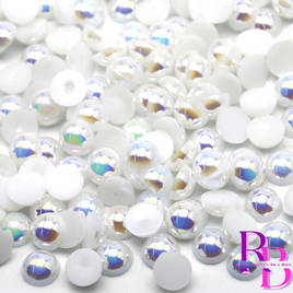 White AB Pearl Resin Flat back Loose Mix 2mm to 8mm
