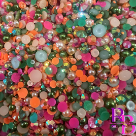 Party PIÑATA Rhinestone and Pearl Resin Flat back Loose Mix 2mm to 8mm