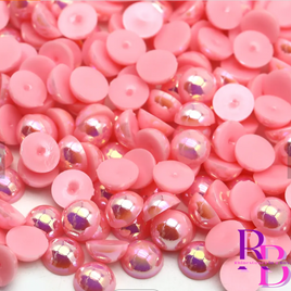 Girly Pink AB Pearl Resin Flat back Loose Mix 2mm to 8mm