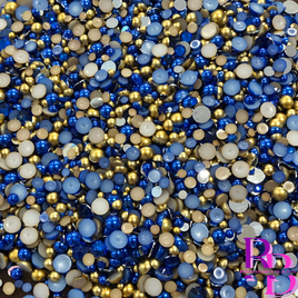 Royal Blue Fantasy Rhinestone and Pearl Resin Flat back Loose Mix 2mm to 6mm