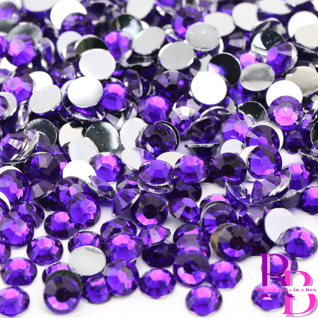 Violet Resin Resin Round Flat Back Rhinestones