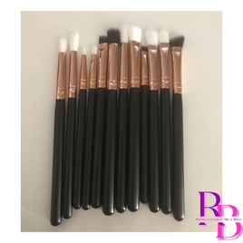Black 12 Piece Makeup Brushes  with Soft Synthetic Hair