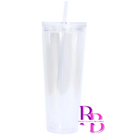 Clear Pre-Drilled Double Wall Acrylic Tumbler with plug - 24oz