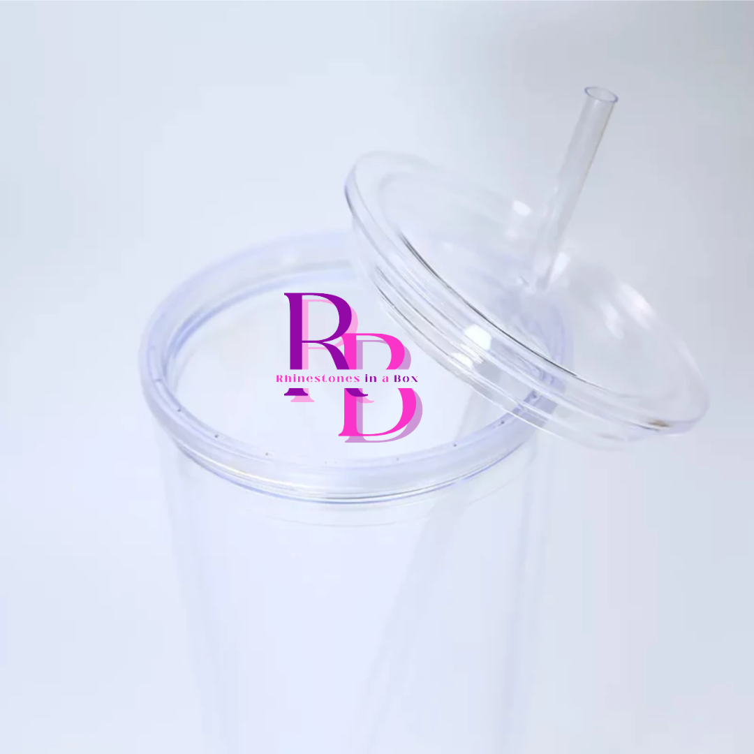 Snow Globe Tumbler Blank Cups with Straw & Clear Lid BPA FREE 16 oz or 24oz