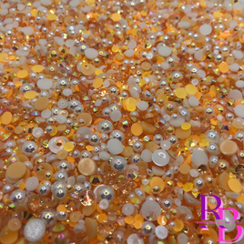Creamsicle Rhinestone and Pearl Resin Flat back Loose Mix 2mm to 8mm