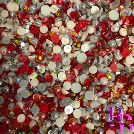 Mix 6 Rhinestone and Pearl Resin Flat back Loose Mix 2mm to 8mm