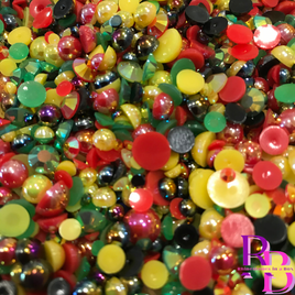Juneteenth AB Rhinestone and Pearl Resin Flat back Loose Mix 2mm to 8mm