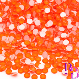 Bright Orange Neon Glass Flatback Round Loose Rhinestones