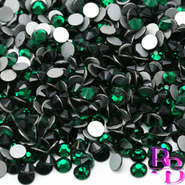 Emerald Green Glass Flatback Round Loose Rhinestones