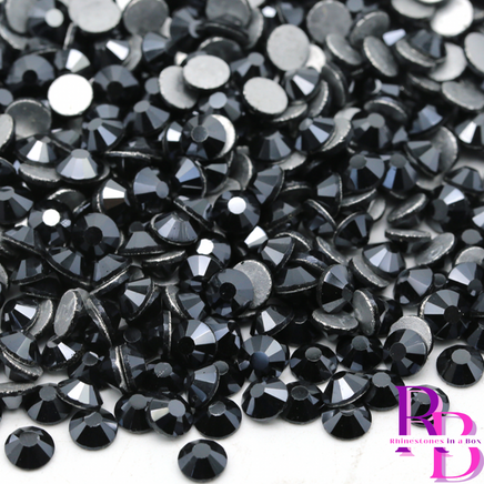 Jet Black Glass Flat Back Round Rhinestones