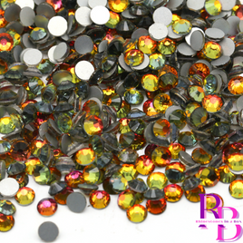 Red Volcanic Glass Flatback Round Loose Rhinestones