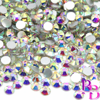 Crystal AB Glass Flat Back Round Rhinestones