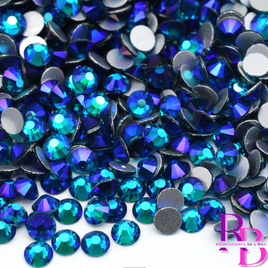 Blue Zircon AB Glass Flatback Round Loose Rhinestones