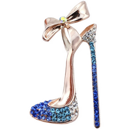 Blue Rhinestone High Heel Shoe with Bow Kawaii Cabochon Embellishment