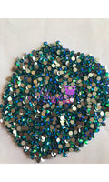 Blue Zircon AB Glass Flatback Round Loose Rhinestones