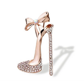 Gold Rhinestone High Heel Shoe with Bow Kawaii Cabochon Embellishment