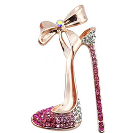Pink Rhinestone High Heel Shoe with Bow Kawaii Cabochon Embellishment